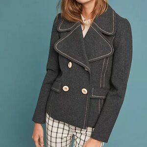 Anthropologie Gray Double-Breasted Peacoat Size 6